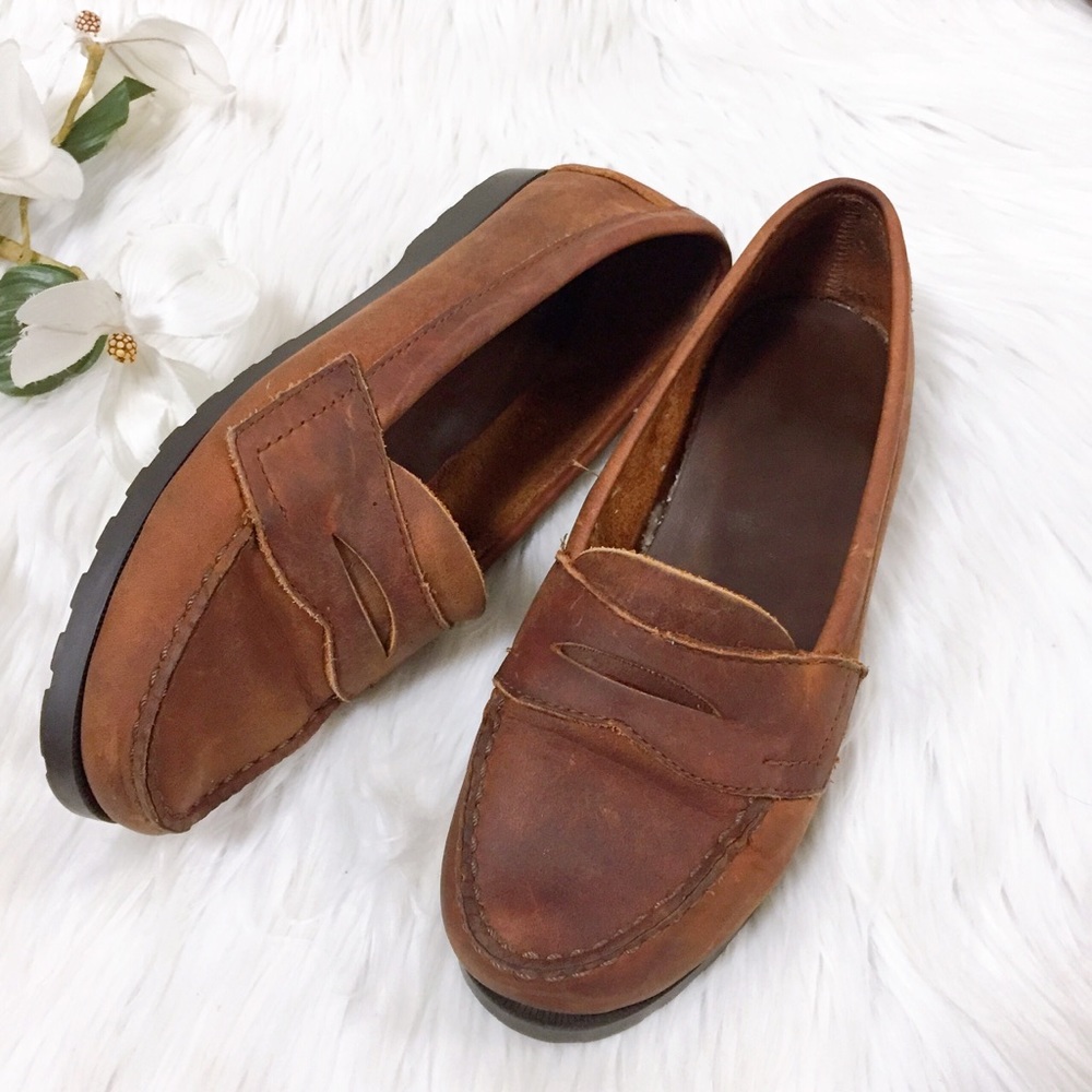 Boho Loafers Brown Leather Women Handmade Shoes